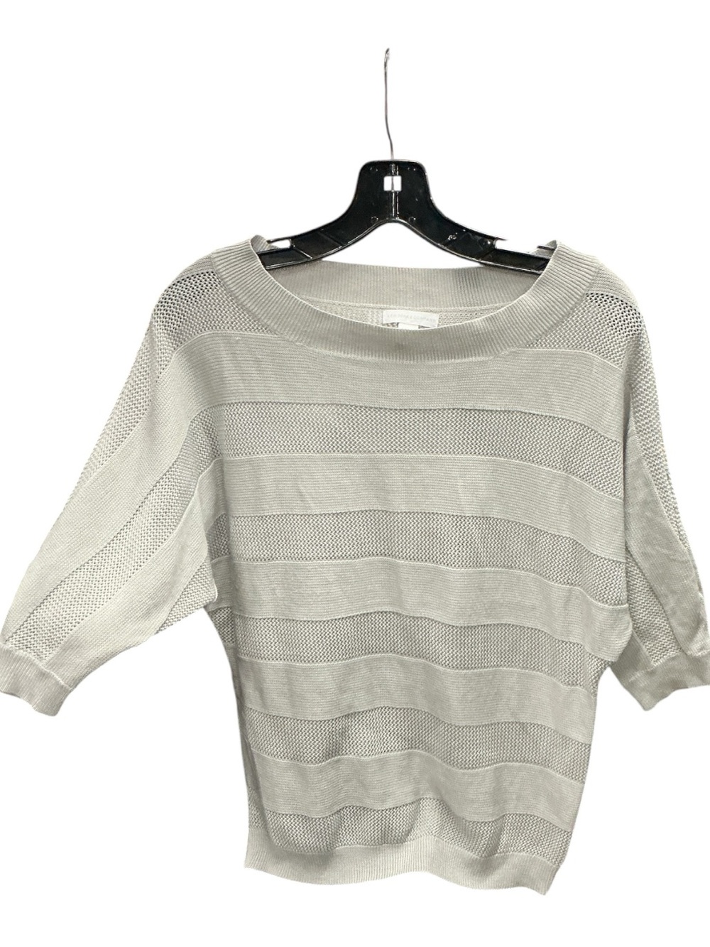 New York & Company Light Gray Open-Weave Boatneck Sweater